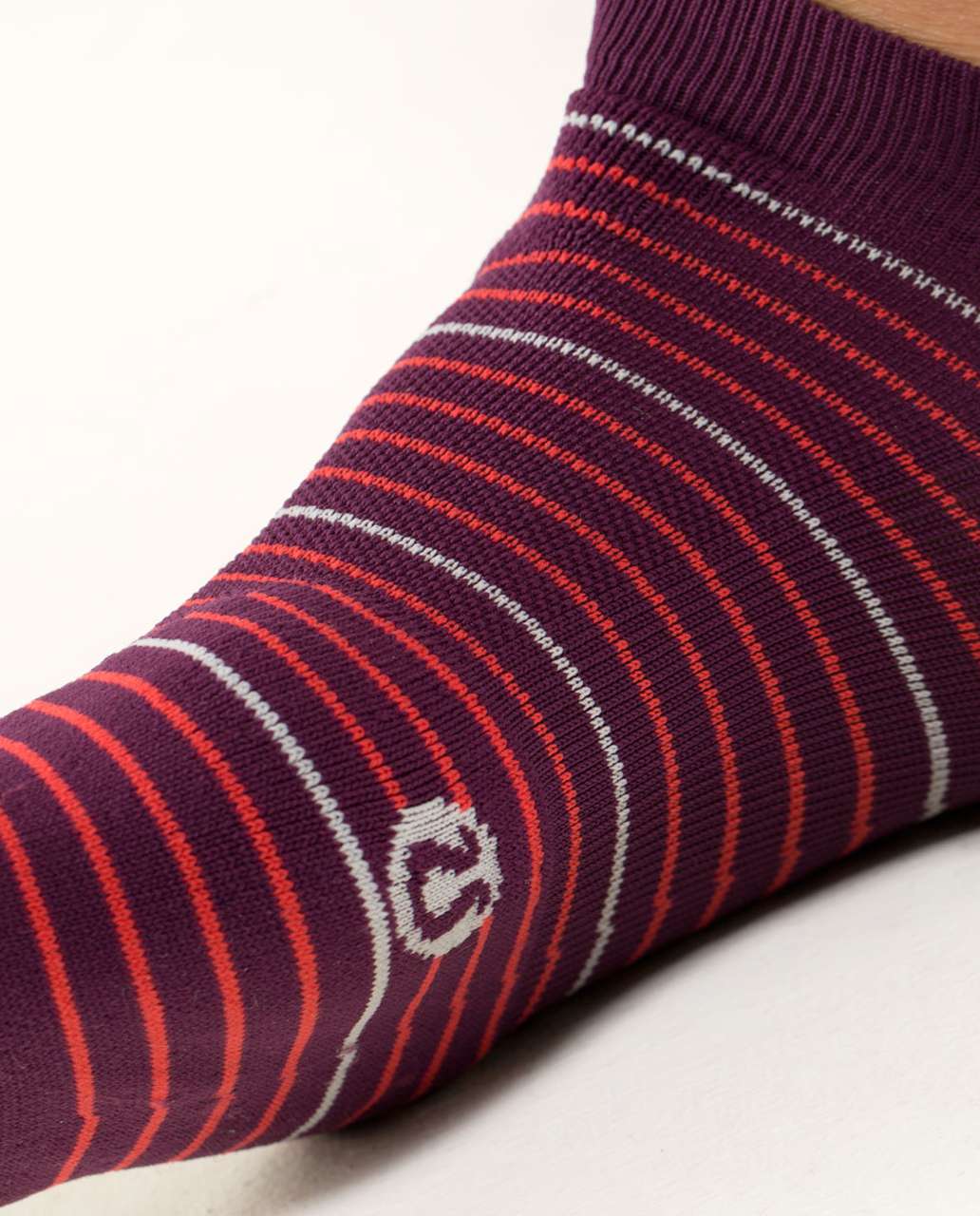 Lululemon No Show Ultimate Run Sock - Multi Stripe Plum Love Red