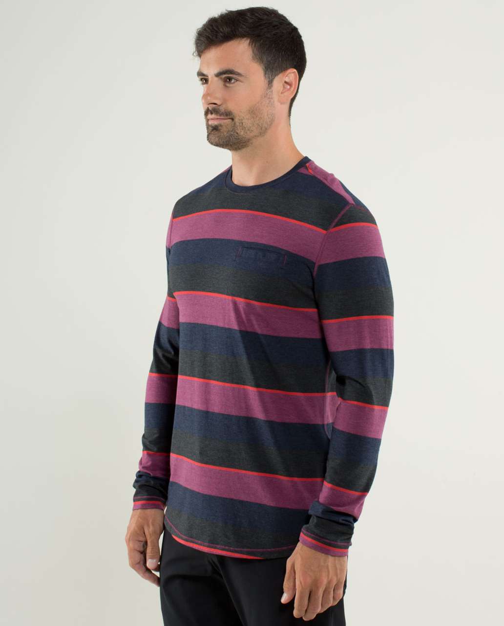 Lululemon 5 Year Basic Long Sleeve - First Descent Stripe Plum Heathered