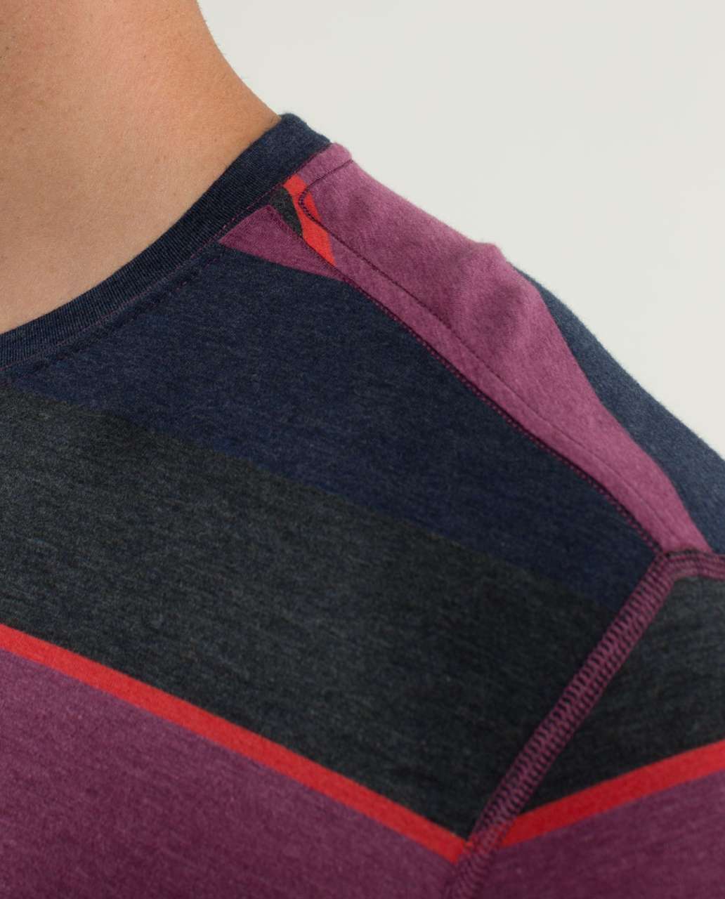 Lululemon 5 Year Basic Long Sleeve - First Descent Stripe Plum Heathered