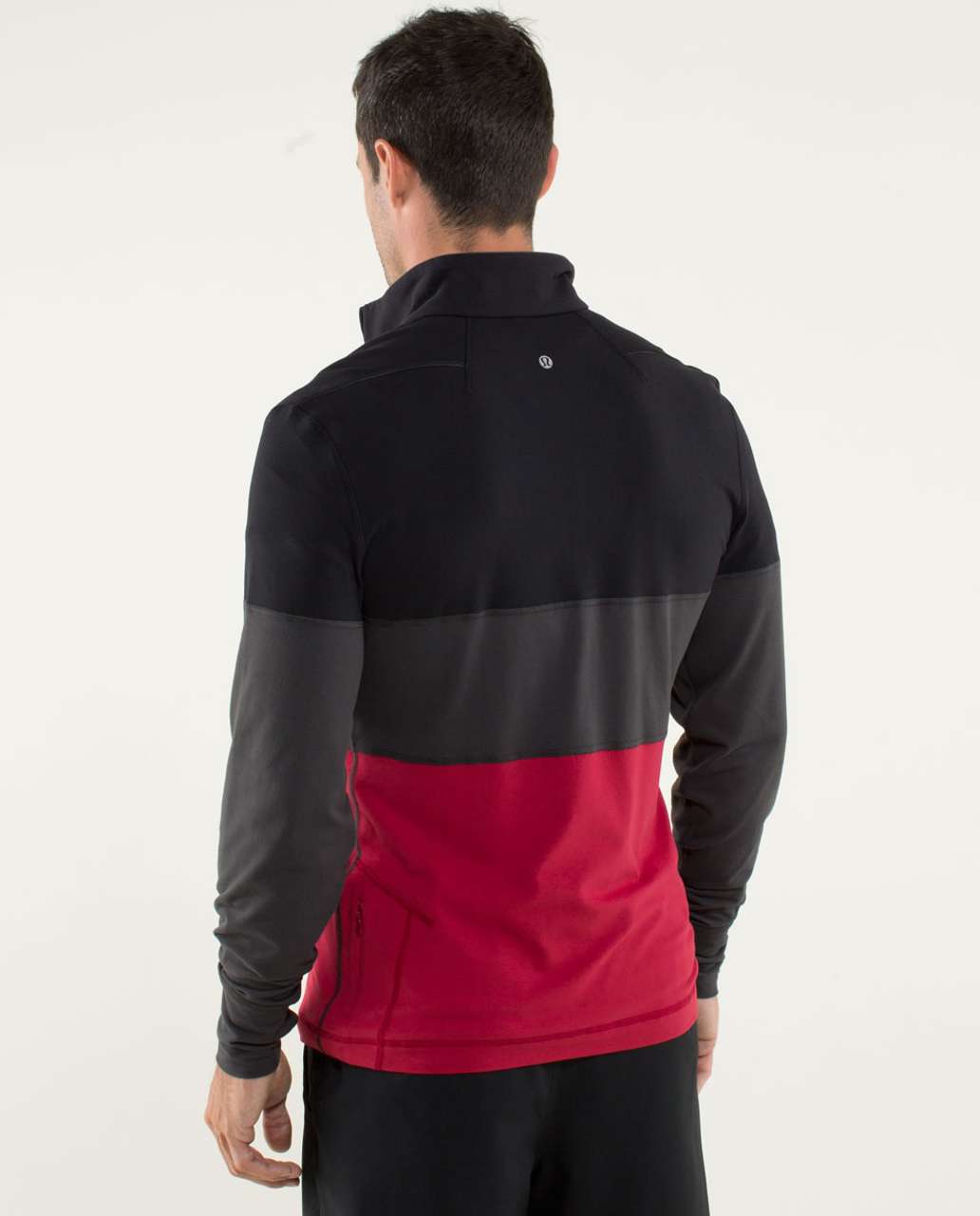 Lululemon Velocity 1/4 Zip - Black / Soot / Deepest Cranberry