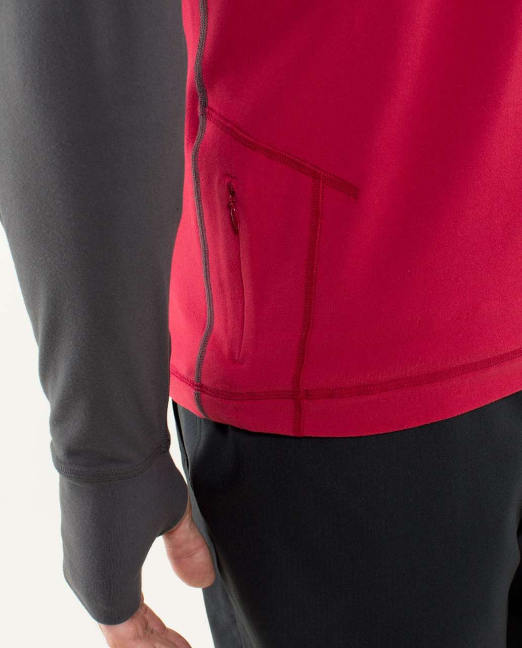 Lululemon Velocity 1/4 Zip - Black / Soot / Deepest Cranberry