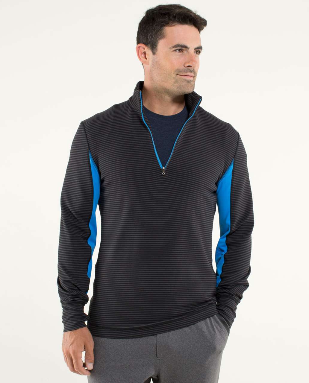 Lululemon Velocity 1/4 Zip - Mini Hyper Stripe Black / Black