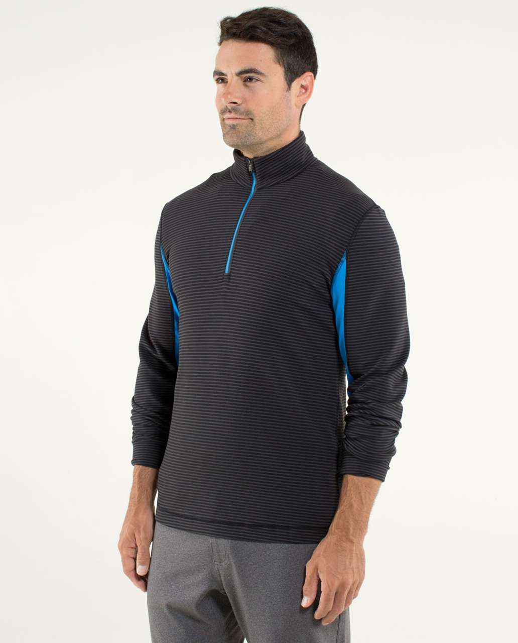 Lululemon Velocity 1/4 Zip - Mini Hyper Stripe Black / Black