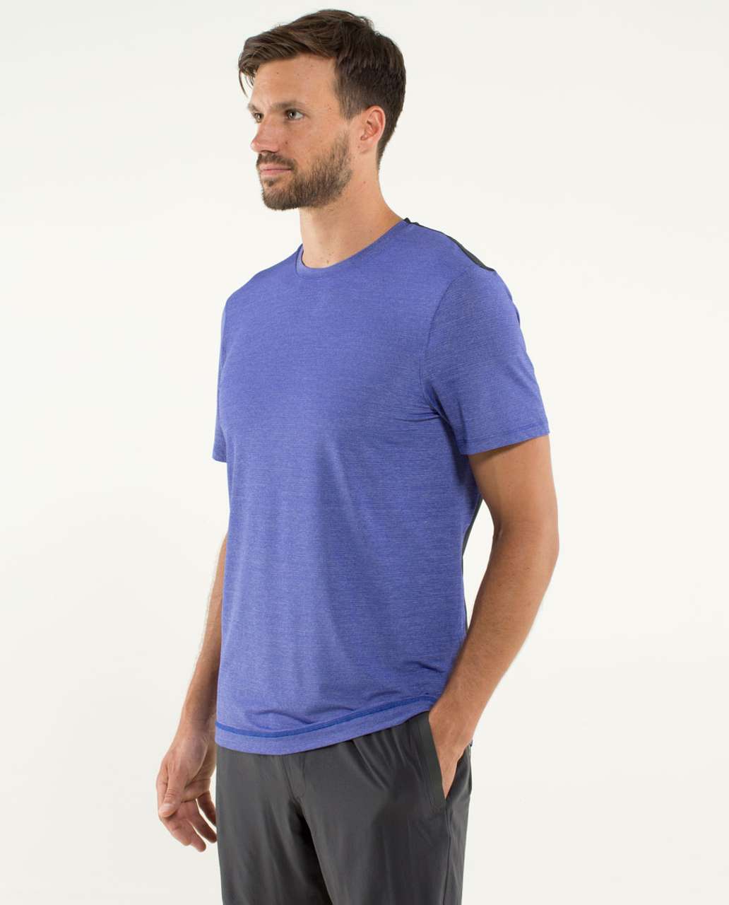 Lululemon Precision Tee - Heathered Pigment Blue / Black