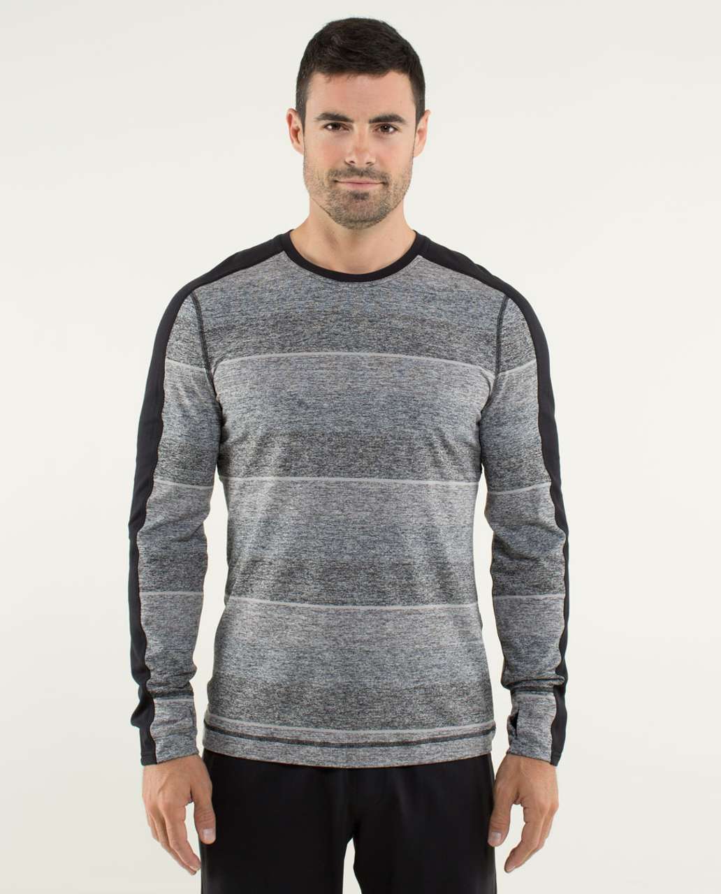 Lululemon Velocity Long Sleeve - First Descent Stripe Soot Light Heathered