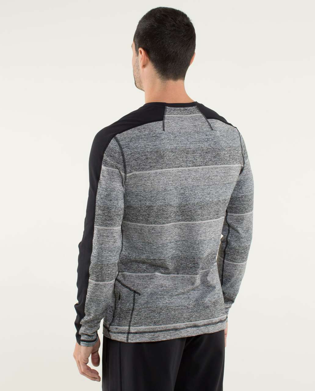 Lululemon Velocity Long Sleeve - First Descent Stripe Soot Light Heathered