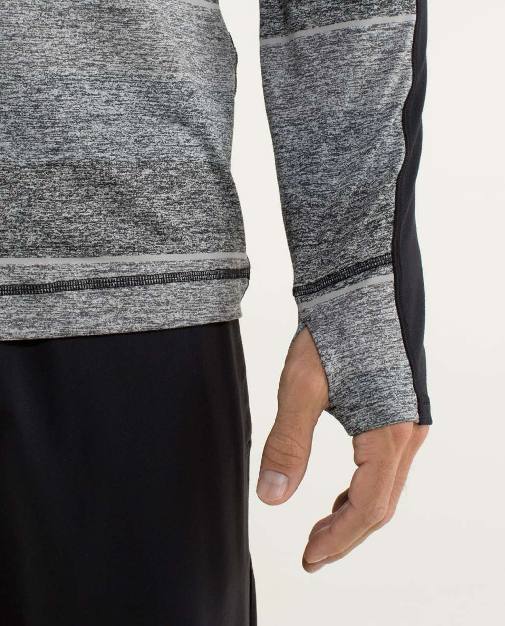 Lululemon Velocity Long Sleeve - First Descent Stripe Soot Light Heathered