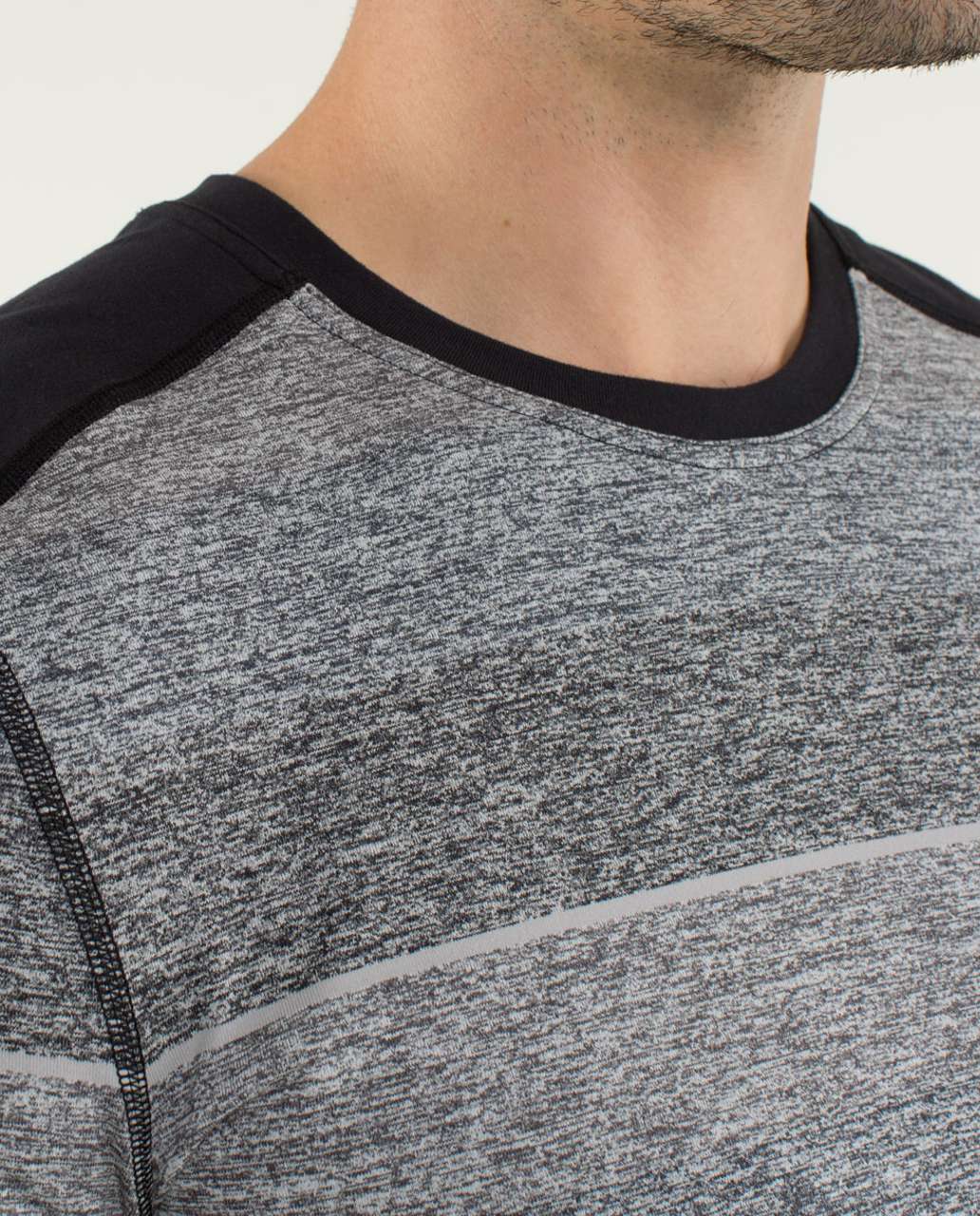 Lululemon Velocity Long Sleeve - First Descent Stripe Soot Light Heathered