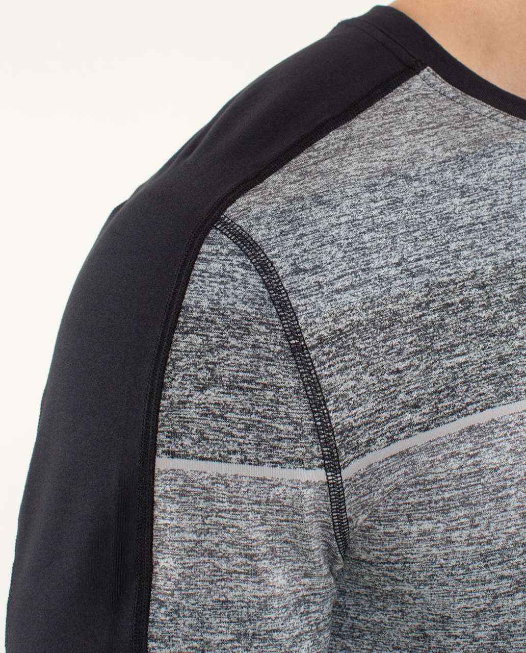 Lululemon Velocity Long Sleeve - First Descent Stripe Soot Light Heathered