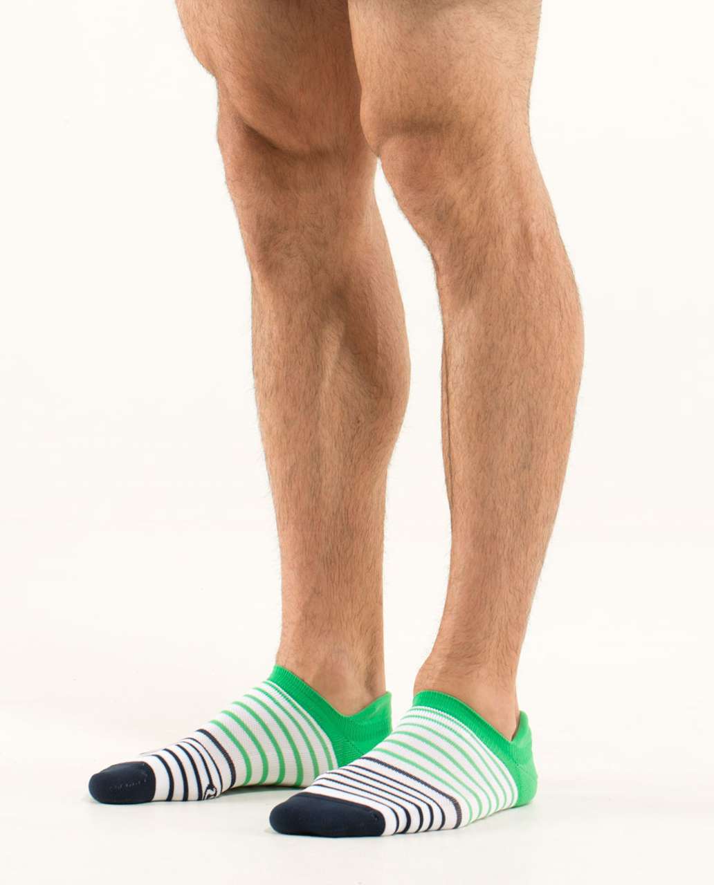 Lululemon No Show Ultimate Run Sock - Hyper Stripe Inkwell Green Bean