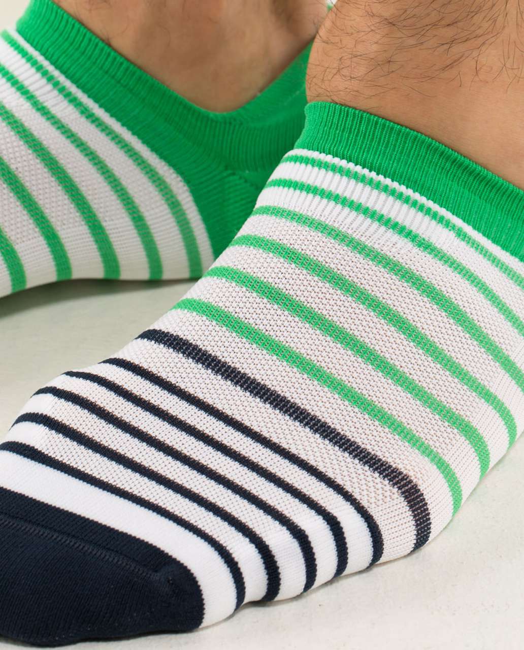 Lululemon No Show Ultimate Run Sock - Hyper Stripe Inkwell Green Bean