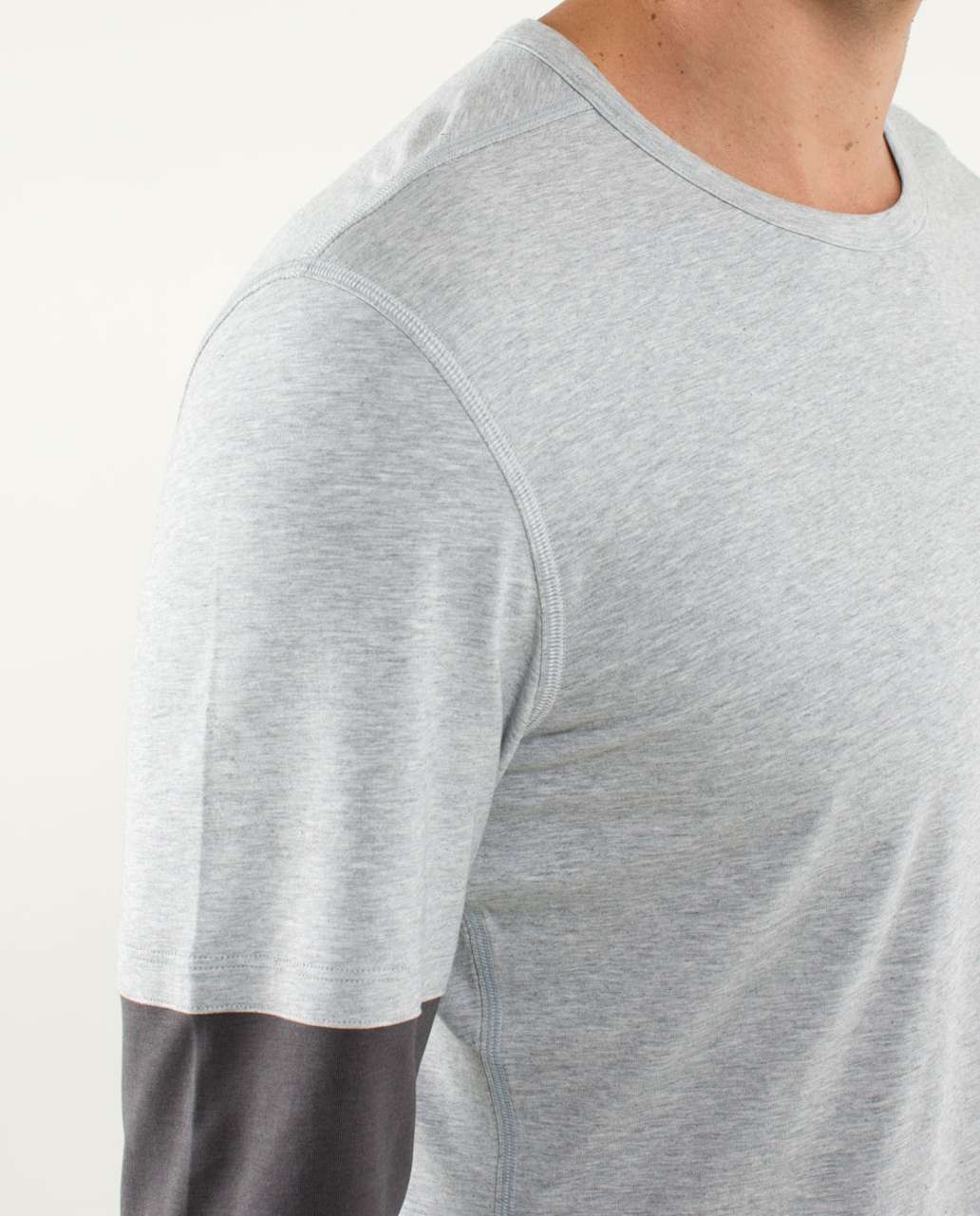 Lululemon 5 Year Basic Long Sleeve *Colour Blocked - Heathered Silver Slate / Soot