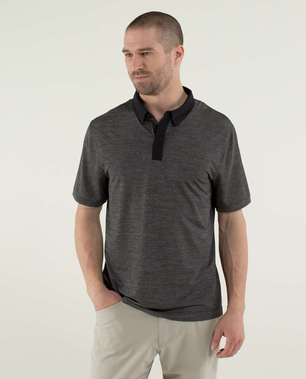 Lululemon Precision Polo - Heathered Black / Soot / Black