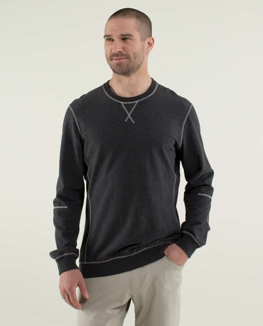 Lululemon All Town Crew Long Sleeve - Heathered Black