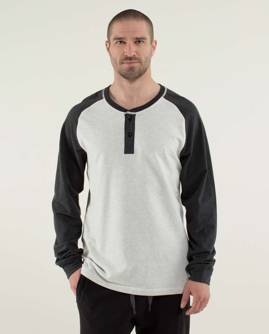 Lululemon All Town Henley - Heathered White / Heathered Black