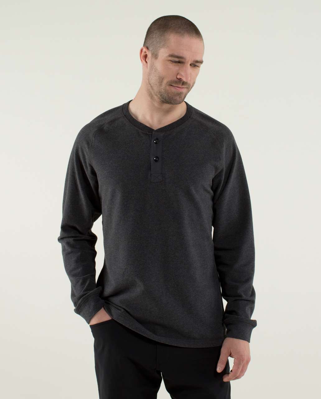 Lululemon All Town Henley - Heathered Black - lulu fanatics