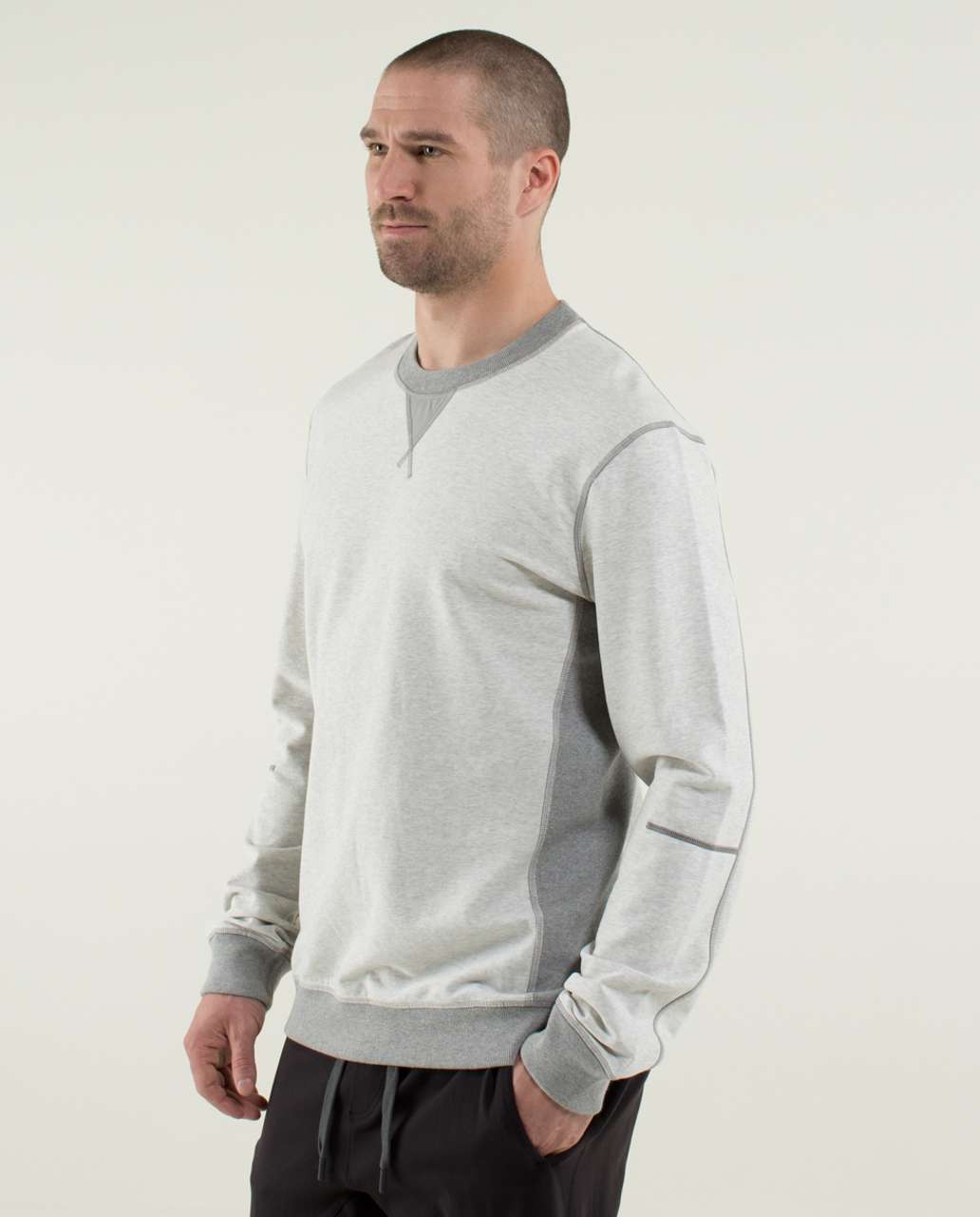 Lululemon All Town Crew Long Sleeve - Heathered White / Heathered Medium Grey