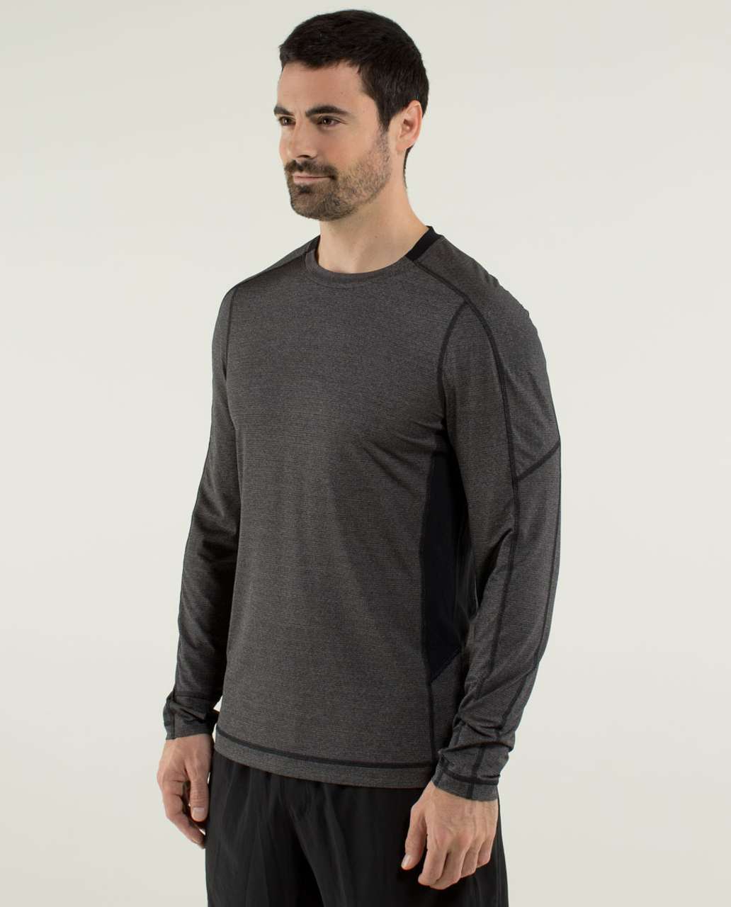 Lululemon Triple X Long Sleeve - Heathered Black / Black - lulu fanatics