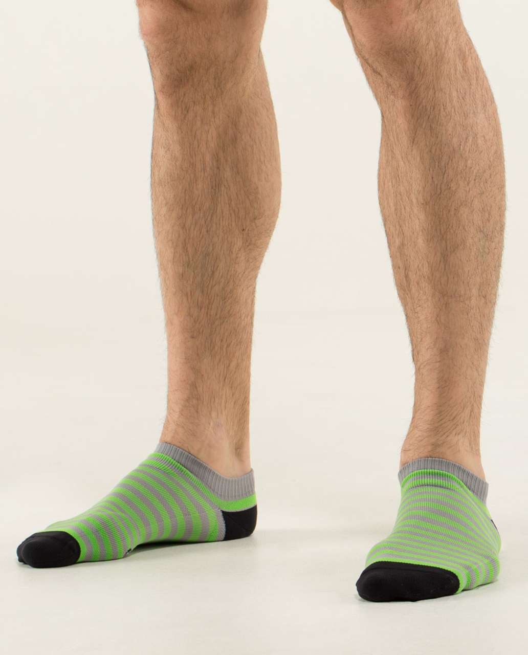 Lululemon Ultimate Low-Pro Run Sock - Mens Lo Pro Wave Stripe Frond Ambient Grey