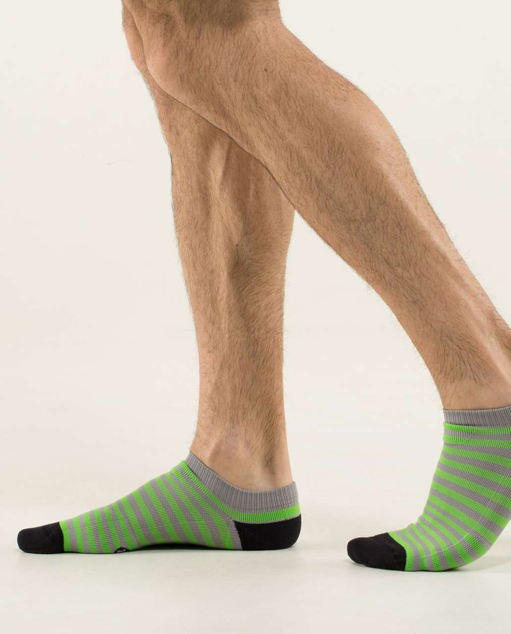 Lululemon Ultimate Low-Pro Run Sock - Mens Lo Pro Wave Stripe Frond Ambient Grey
