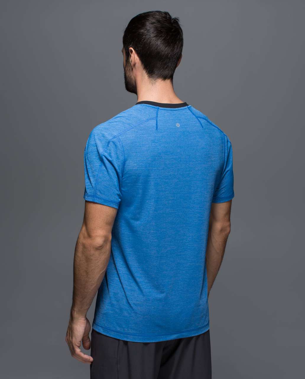 Lululemon Assert Tech Short Sleeve - Heathered Lakeside Blue / Black