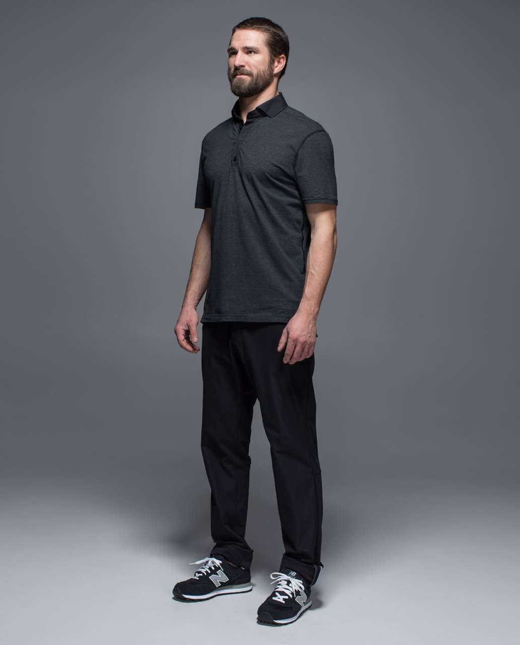 Lululemon Post Practice Polo - Heathered Black / Black