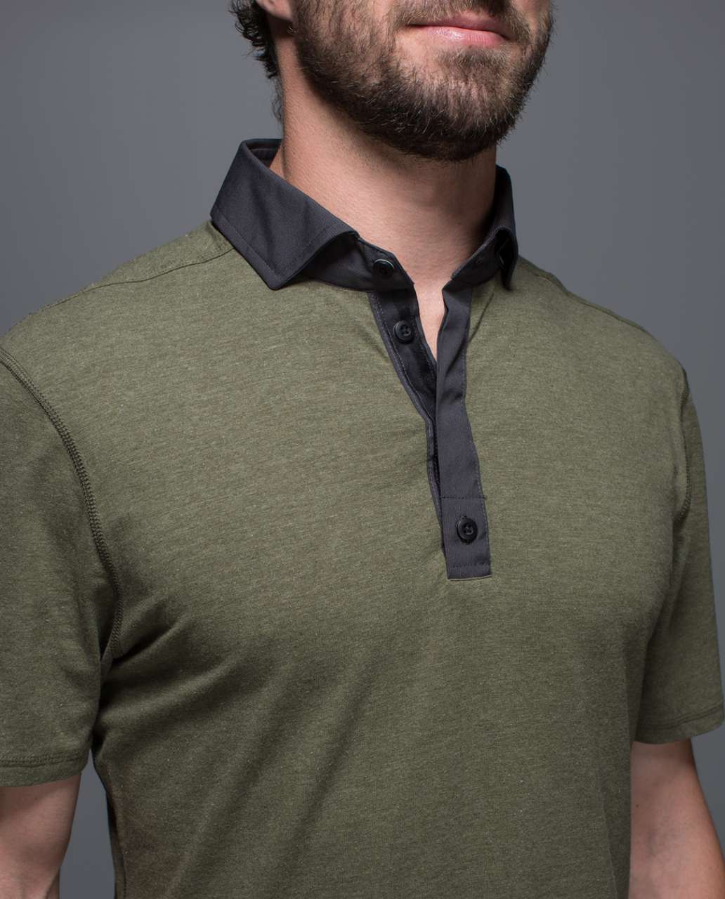 Lululemon Post Practice Polo - Heathered Fatigue Green / Soot