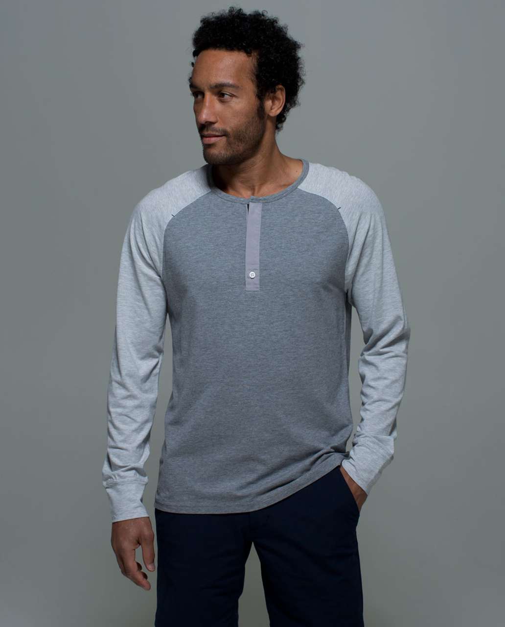 Lululemon Post Practice Henley - Heathered Medium Grey / Heathered Silver Spoon / Ambient Grey