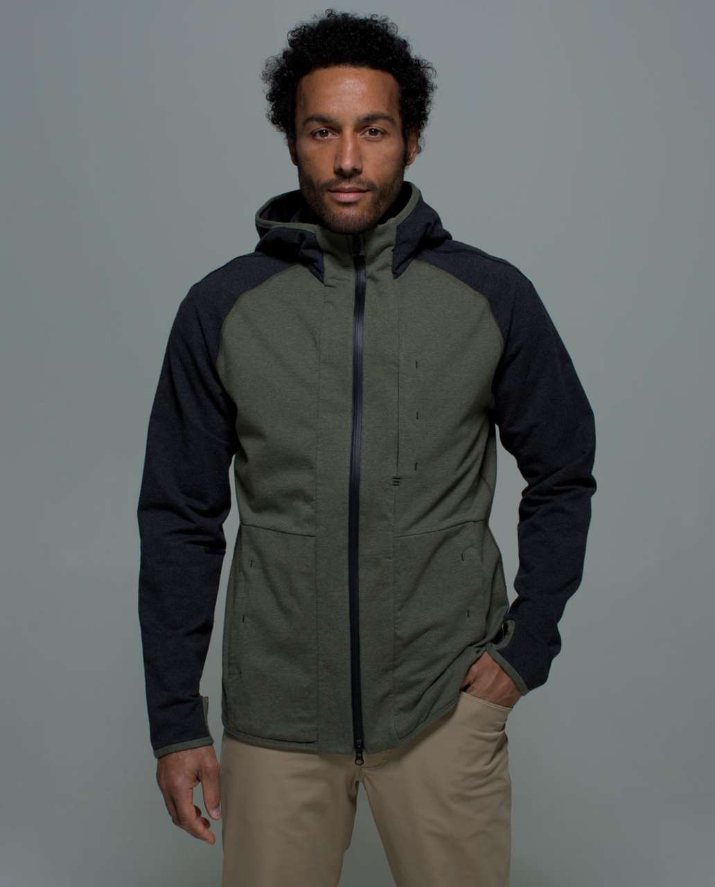 Lululemon Post Workout Hoodie - Heathered Fatigue Green / Heathered Black