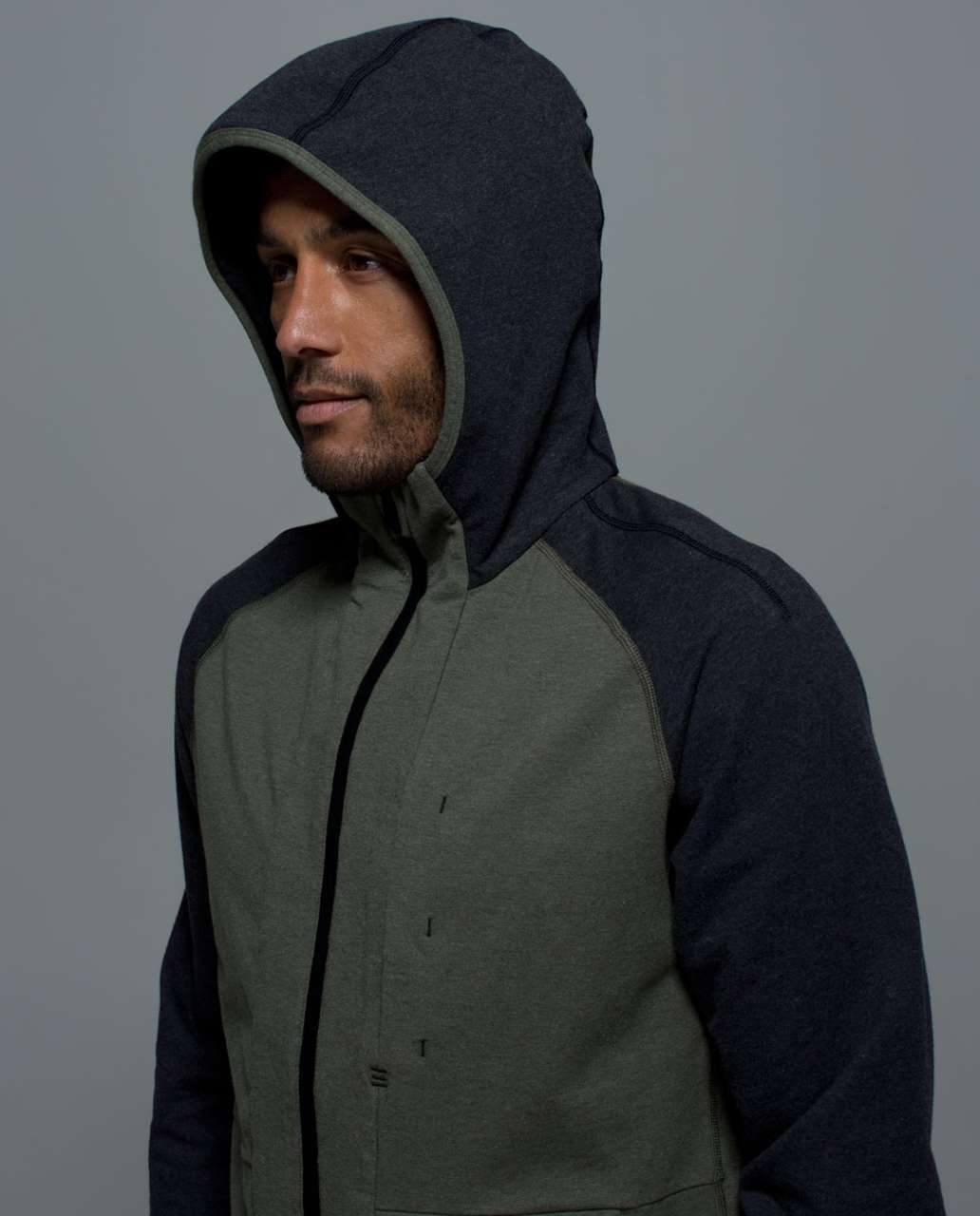 Lululemon Post Workout Hoodie - Heathered Fatigue Green / Heathered Black