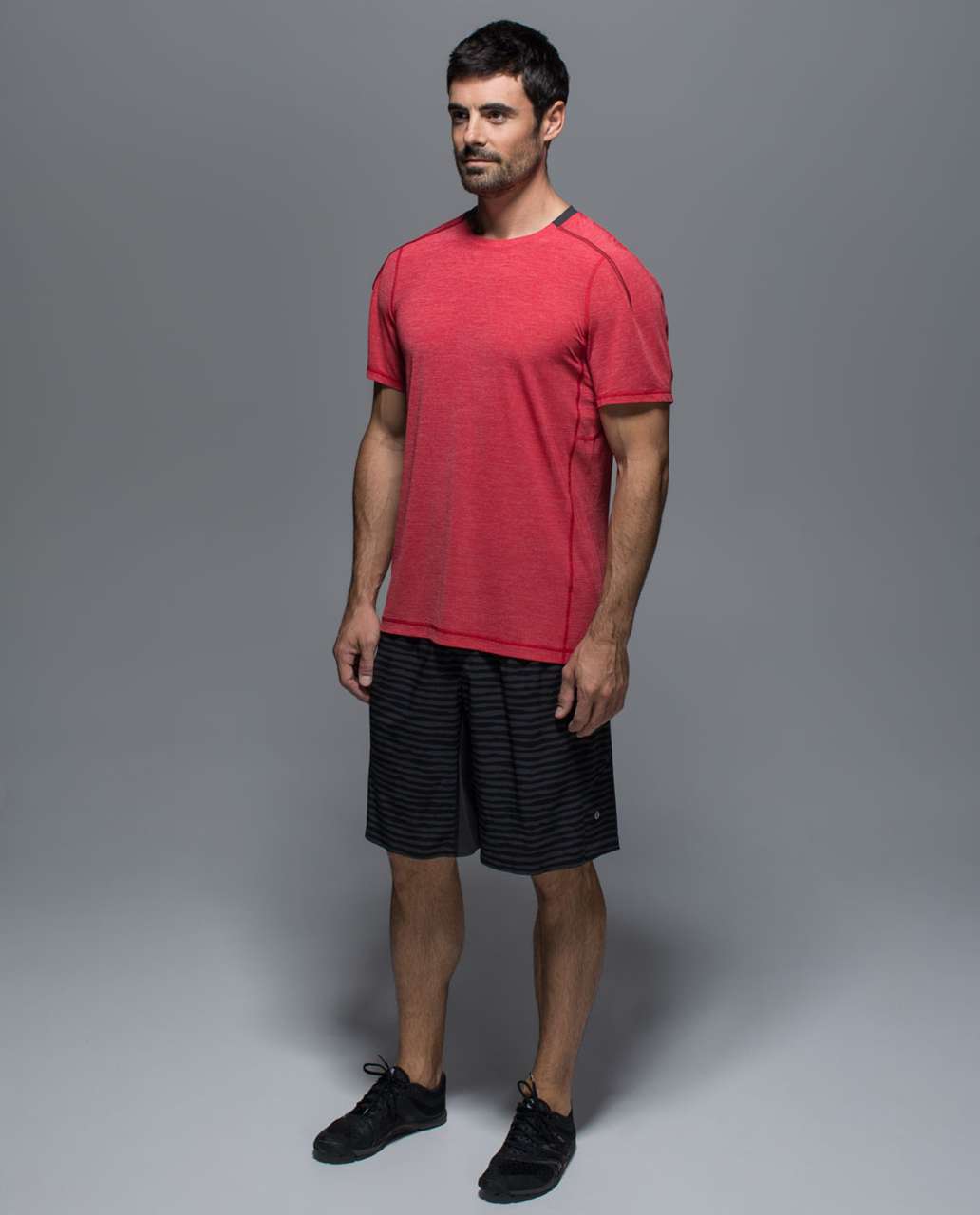 Lululemon Assert Tech Short Sleeve - Heathered Royal Red / Soot