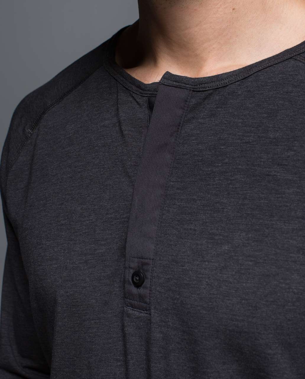 Lululemon Post Practice Henley - Heathered Black / Black