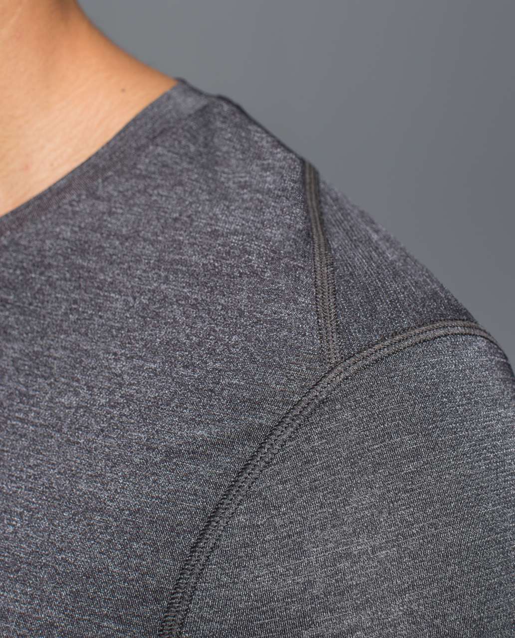 Lululemon Up Front Short Sleeve V - Heathered Black / Black