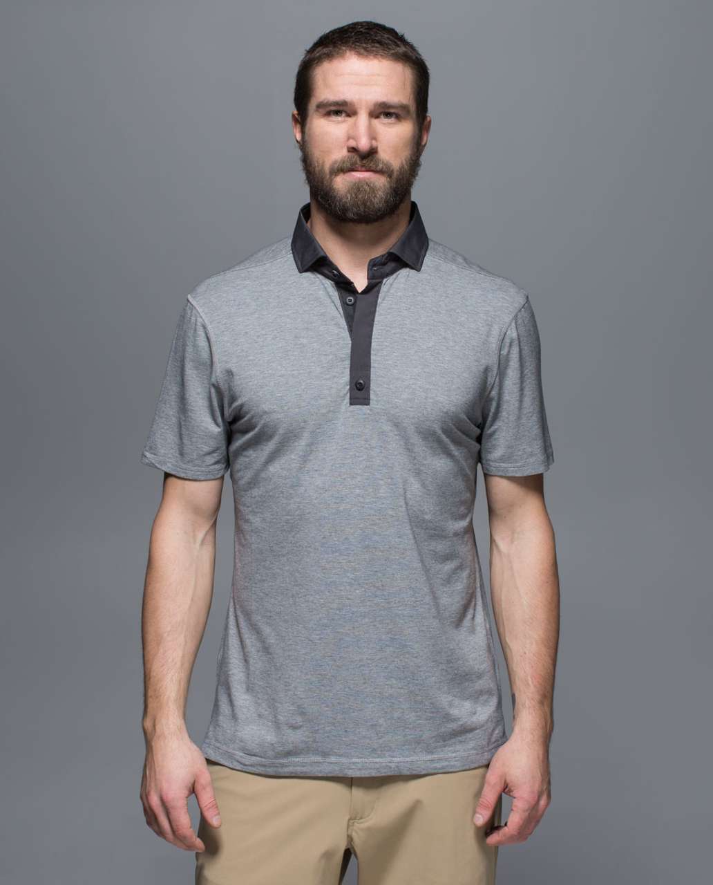 Lululemon Post Practice Polo - Heathered Medium Grey / Soot