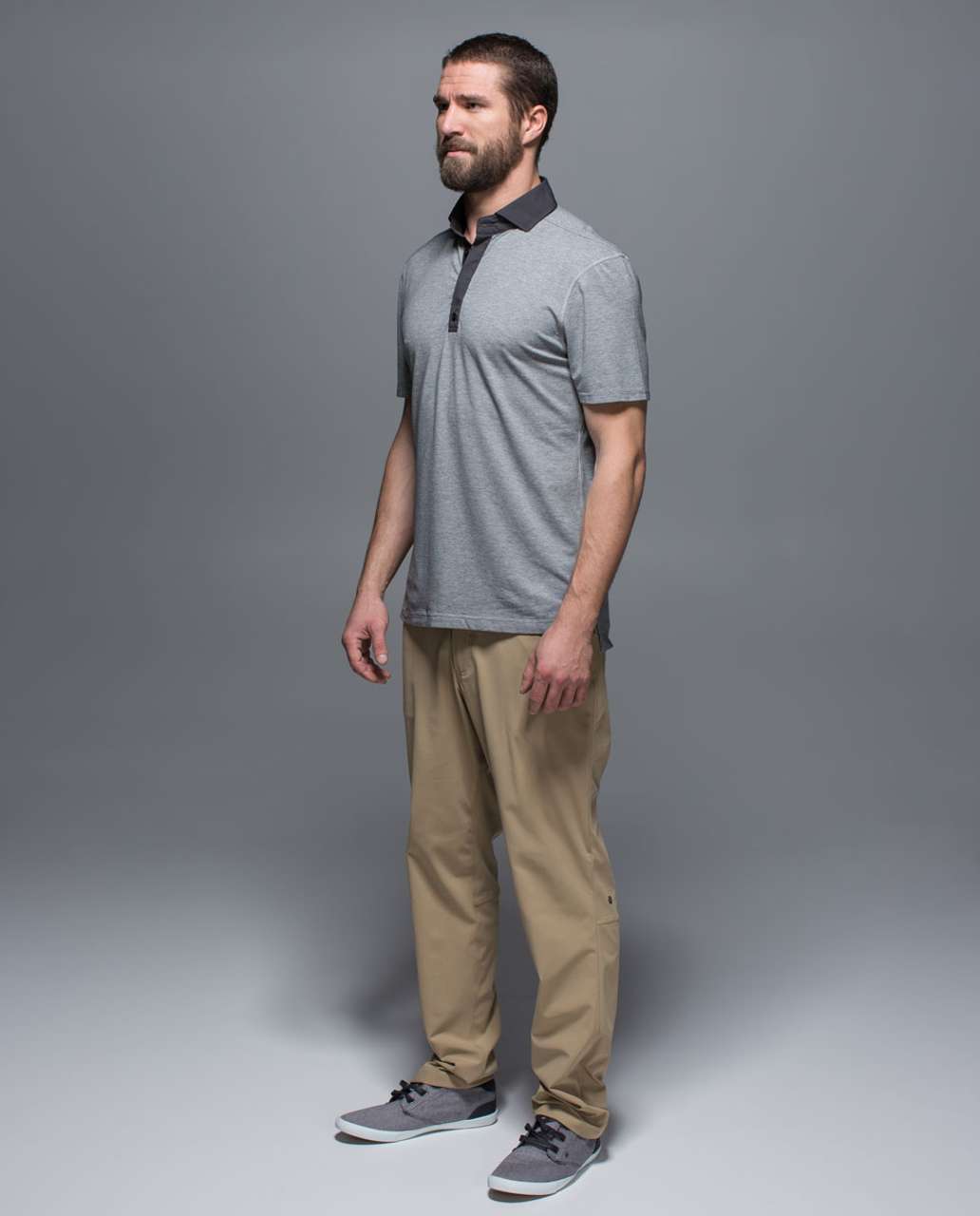 Lululemon Post Practice Polo - Heathered Medium Grey / Soot