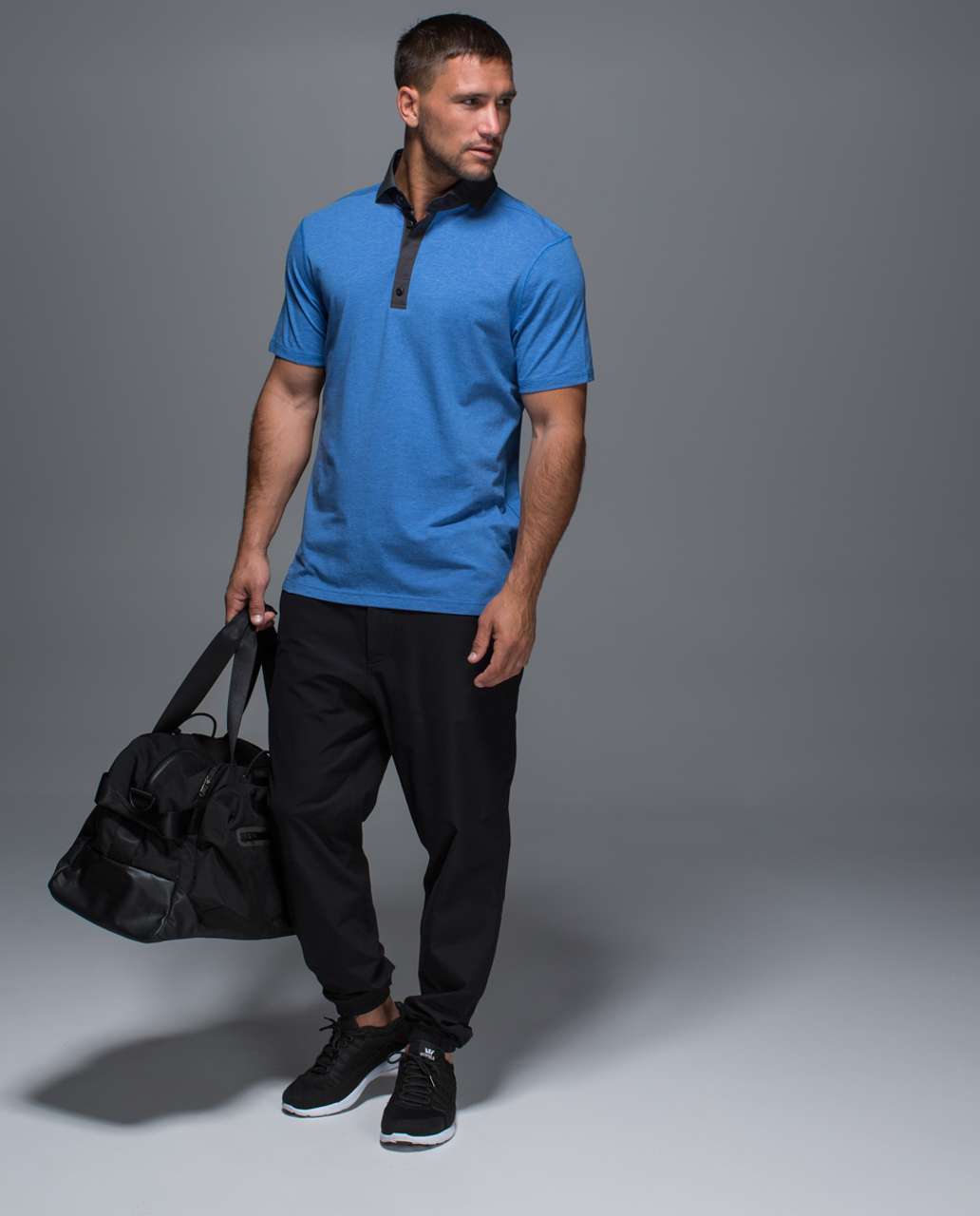 Lululemon Post Practice Polo - Heathered Lakeside Blue / Soot