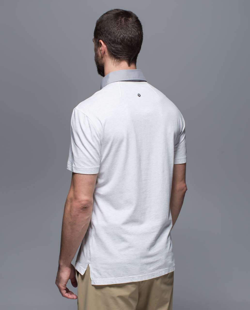 Lululemon Post Practice Polo - Heathered White / Ambient Grey