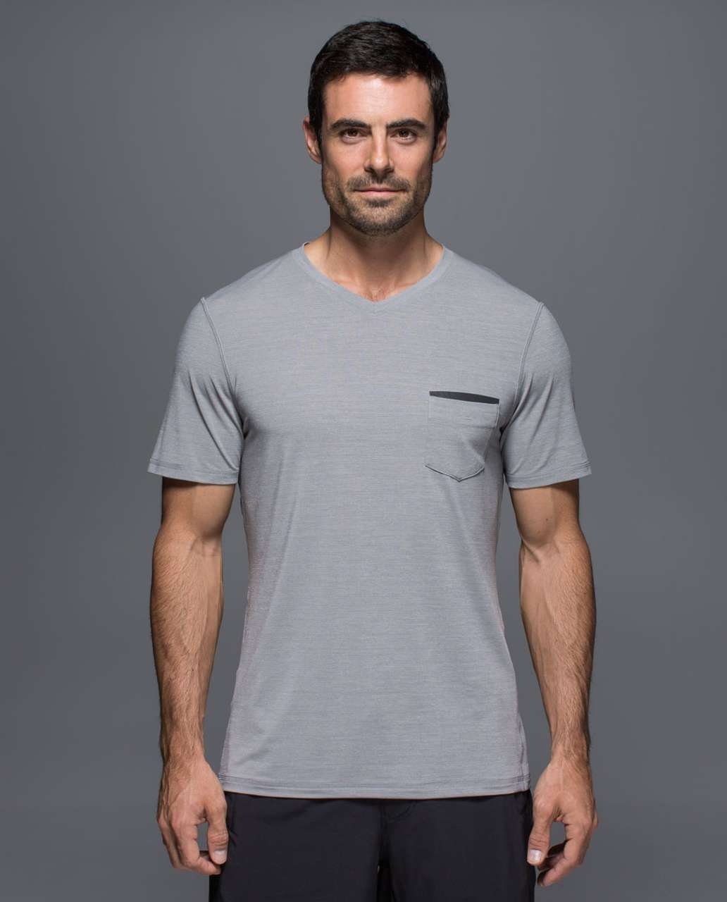 Lululemon Up Front Short Sleeve V - Heathered Medium Grey / Black