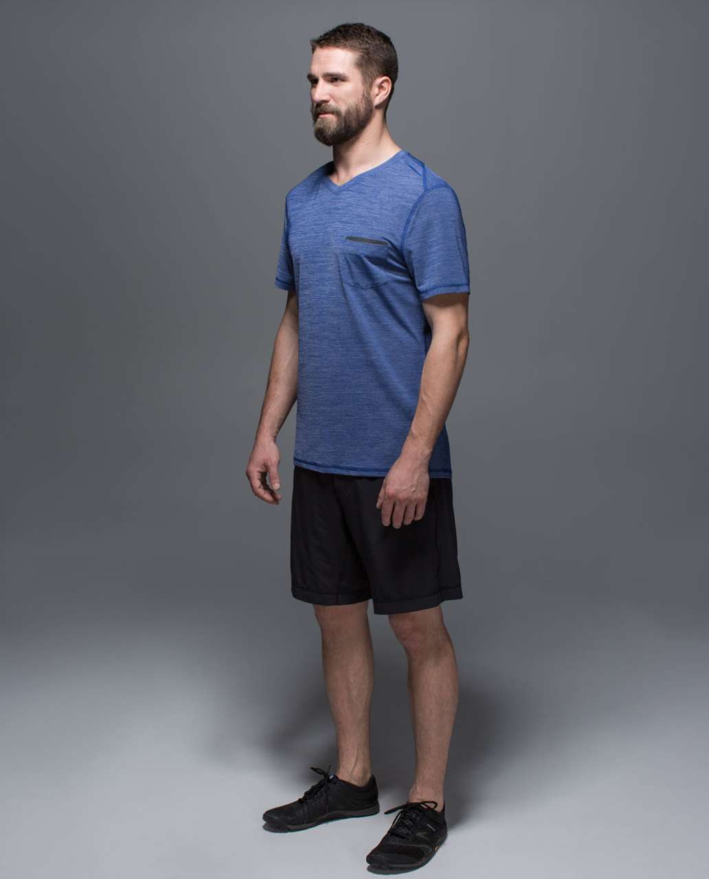 Lululemon Up Front Short Sleeve V - Heathered Cove / Black