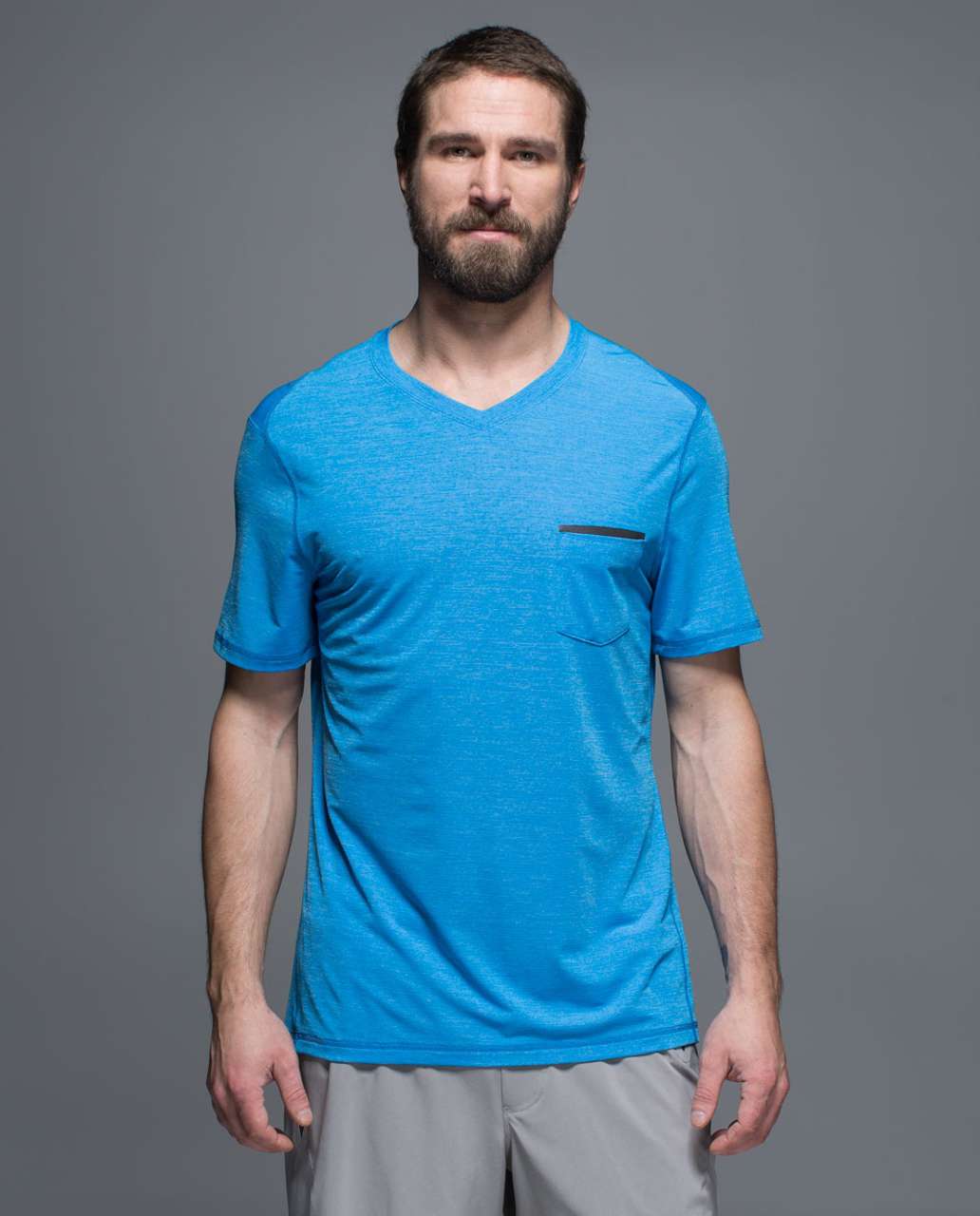 Lululemon Up Front Short Sleeve V - Heathered Ocean Hue / Black