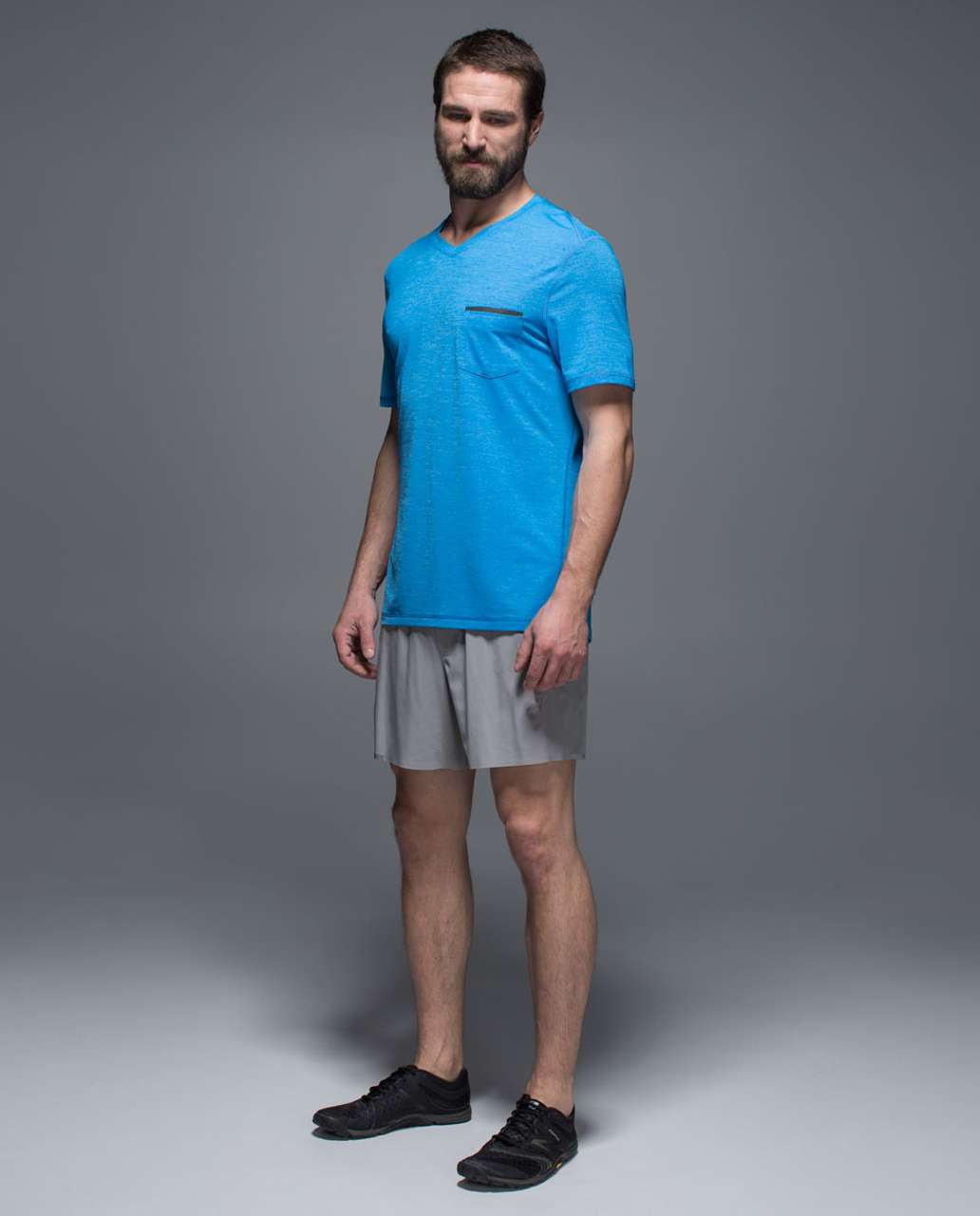 Lululemon Up Front Short Sleeve V - Heathered Ocean Hue / Black