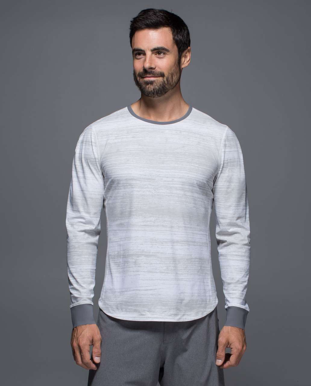 Lululemon Ocean Tech Long Sleeve - Righteous Stripe New White / Silver Spoon