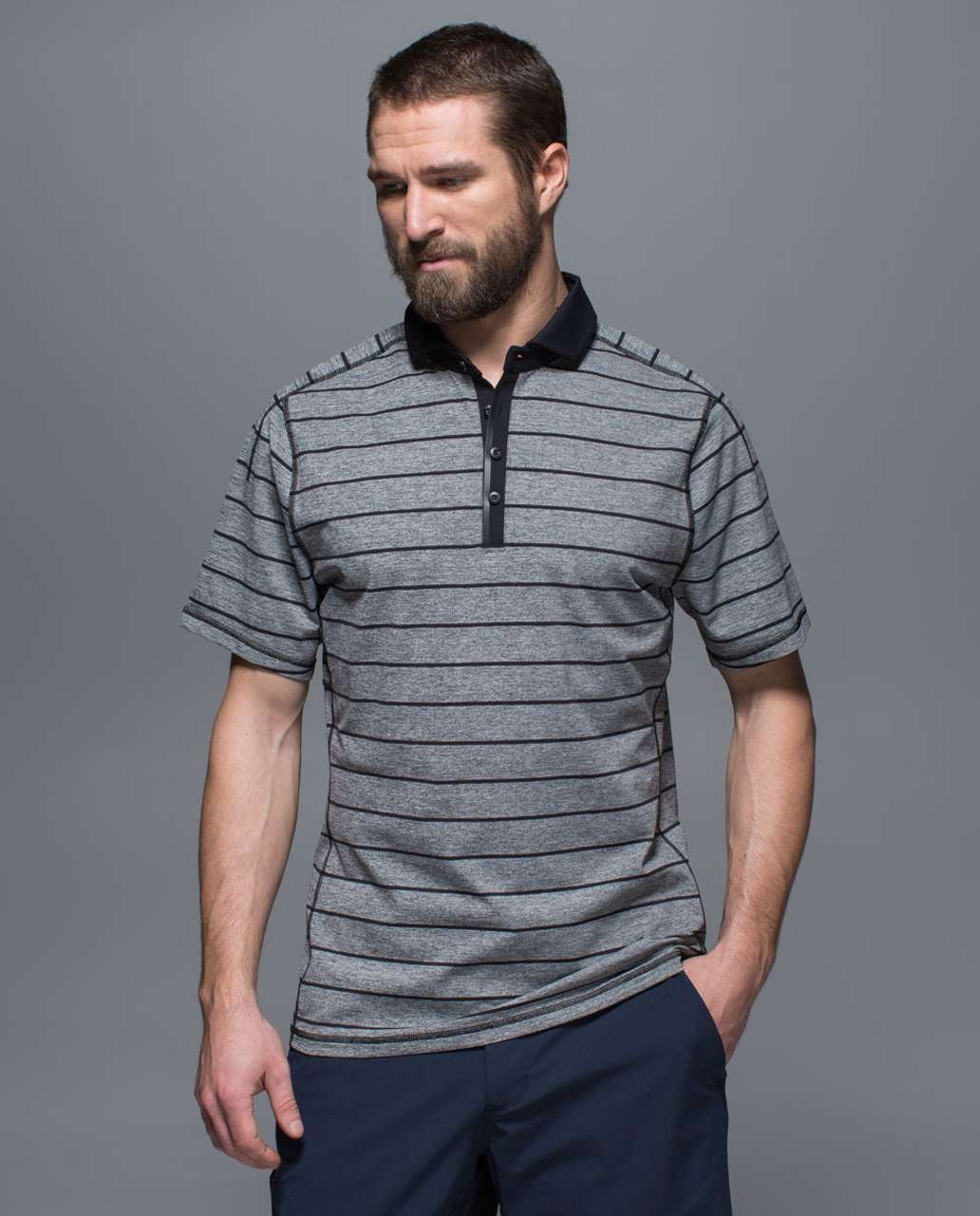 Lululemon Pivot Polo - Cayman Stripe Heathered Black