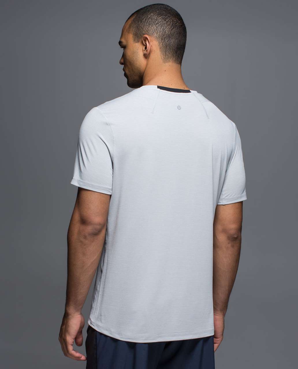 Lululemon Up Front Short Sleeve V - Heathered Light Grey / Black