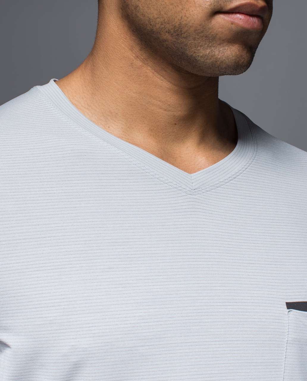 Lululemon Up Front Short Sleeve V - Heathered Light Grey / Black