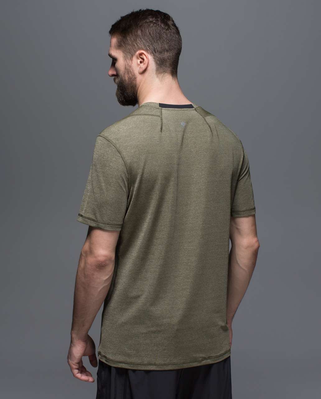 Lululemon Up Front Short Sleeve V - Heathered Fatigue Green / Black