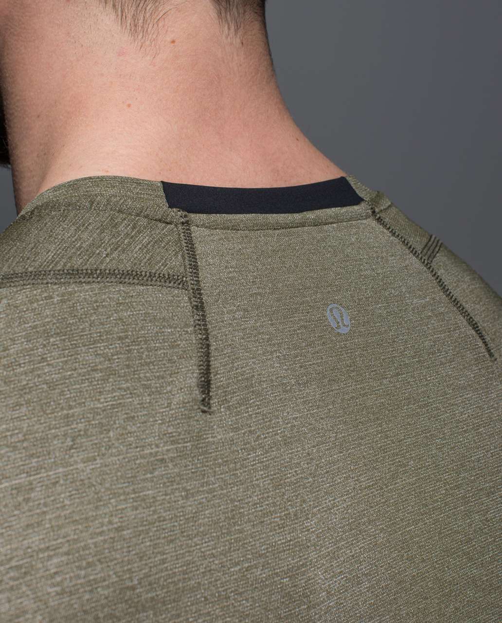 Lululemon Up Front Short Sleeve V - Heathered Fatigue Green / Black