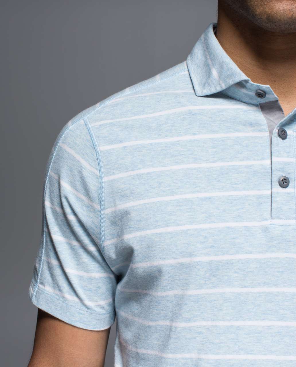 Lululemon Rival Polo - Cayman Stripe Heathered Ice Blue