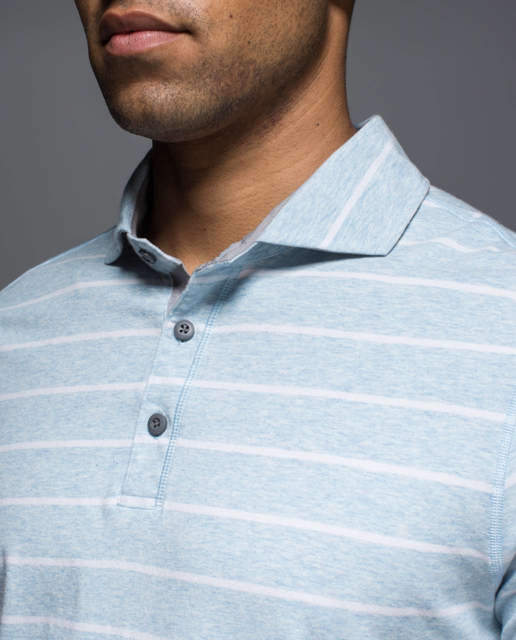 Lululemon Rival Polo - Cayman Stripe Heathered Ice Blue