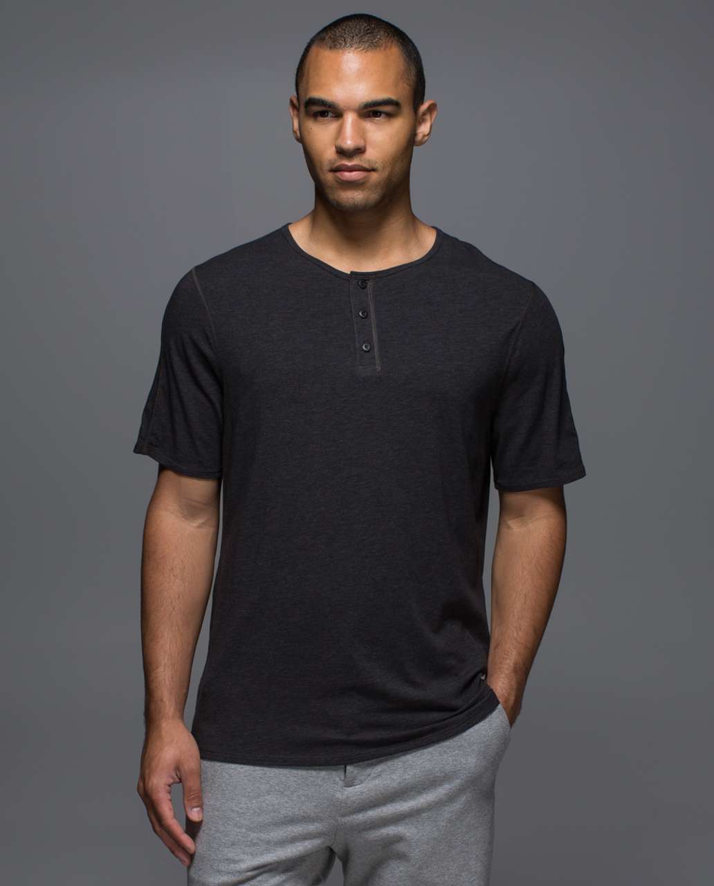 Lululemon Rival Henley - Heathered Black - lulu fanatics